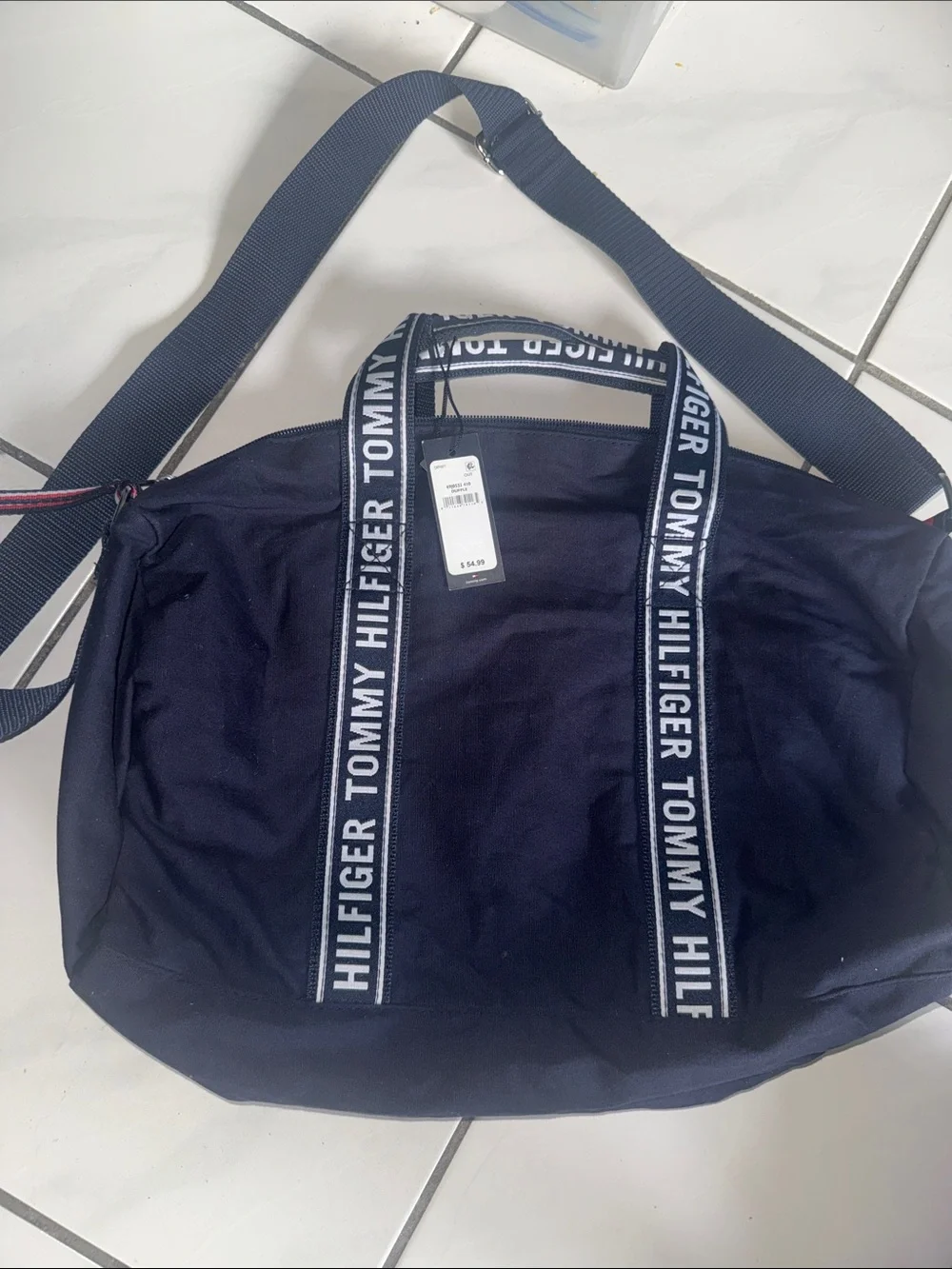 Tommy Hilfiger Navy Duffel with Branded Webbing Straps